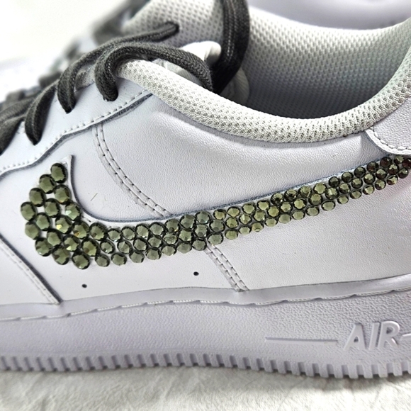 πNew Nike Air Force1 Sneaker Shoes Custom w/ Black Rhinestone Crystals π - Picture 7 of 8